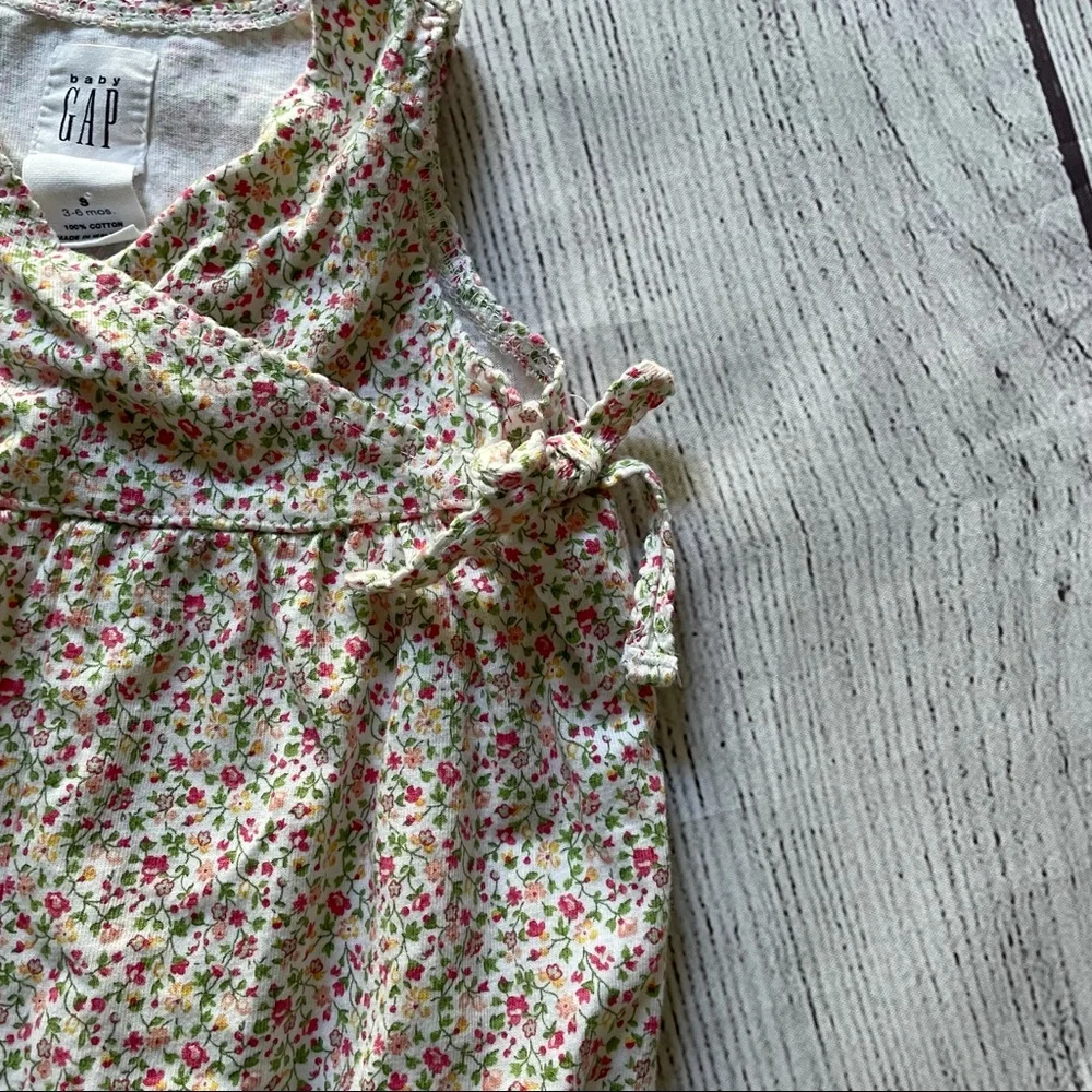 Baby Gap Pink and Green Floral Romper size 3-6 months